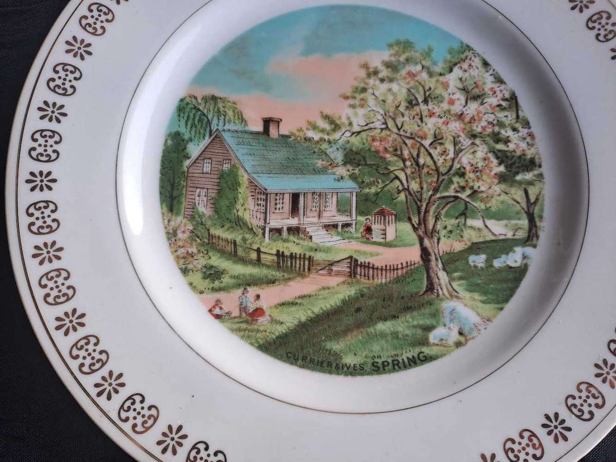 Curry & Ives four seasons decorative plates, Japan
