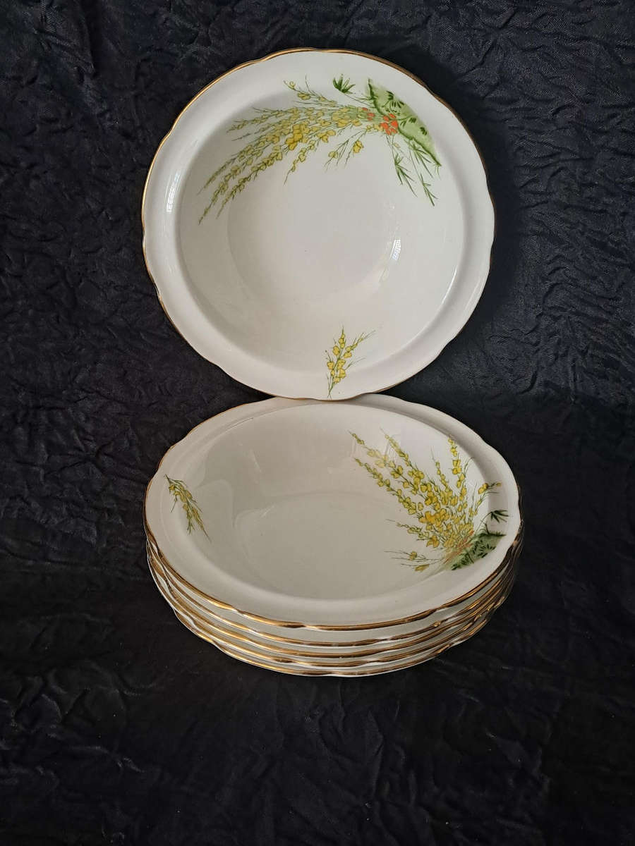 Vintage Royal Stafford dessert bowls x 6"Broom" pattern