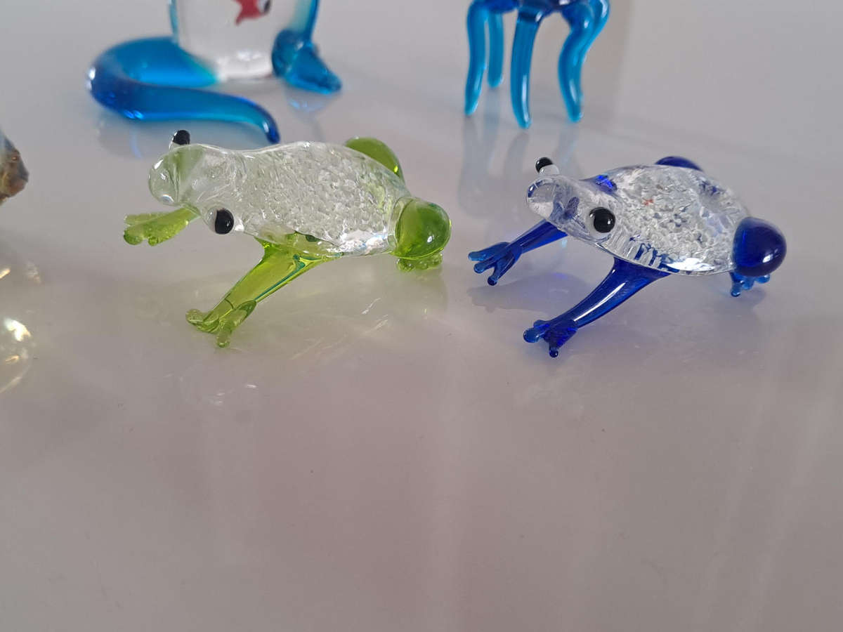 Venetian glass animals, tallest is 7cm