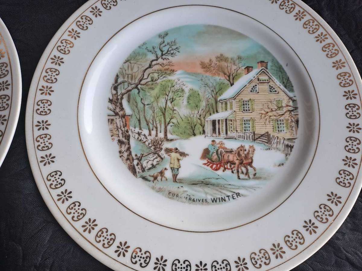 Curry & Ives four seasons decorative plates, Japan