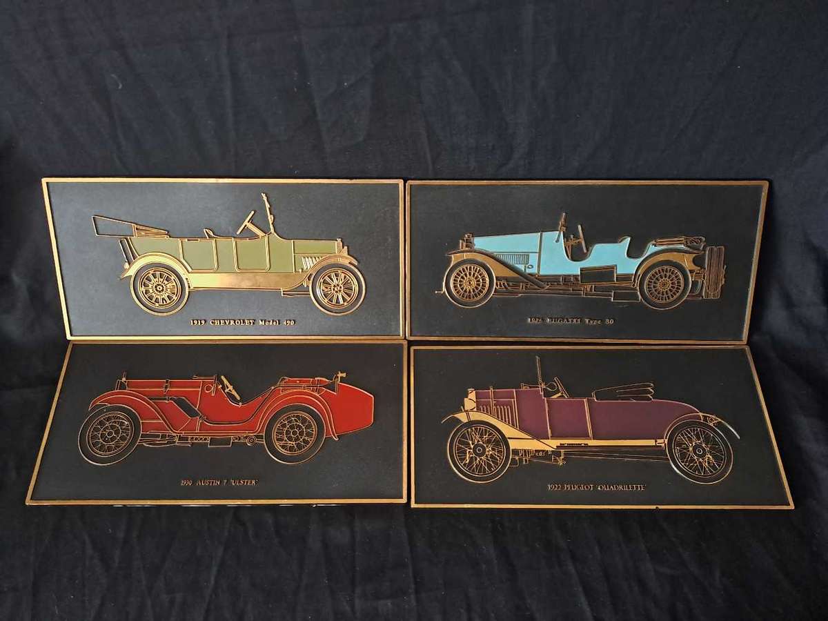 Frank Downs LTD vintage car wall plaques, hard plastic