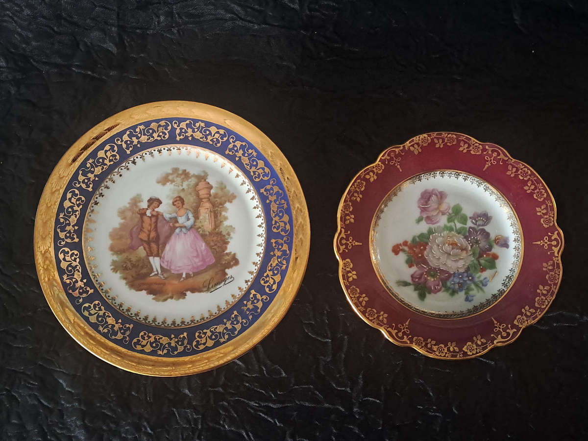 2 x Limoges France cabinet plates, biggest is 17cm diameter