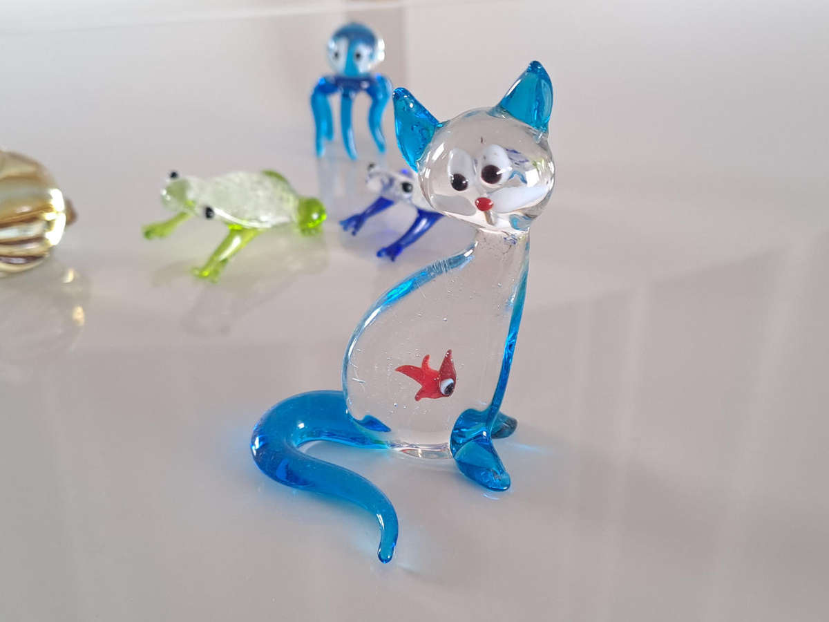 Venetian glass animals, tallest is 7cm