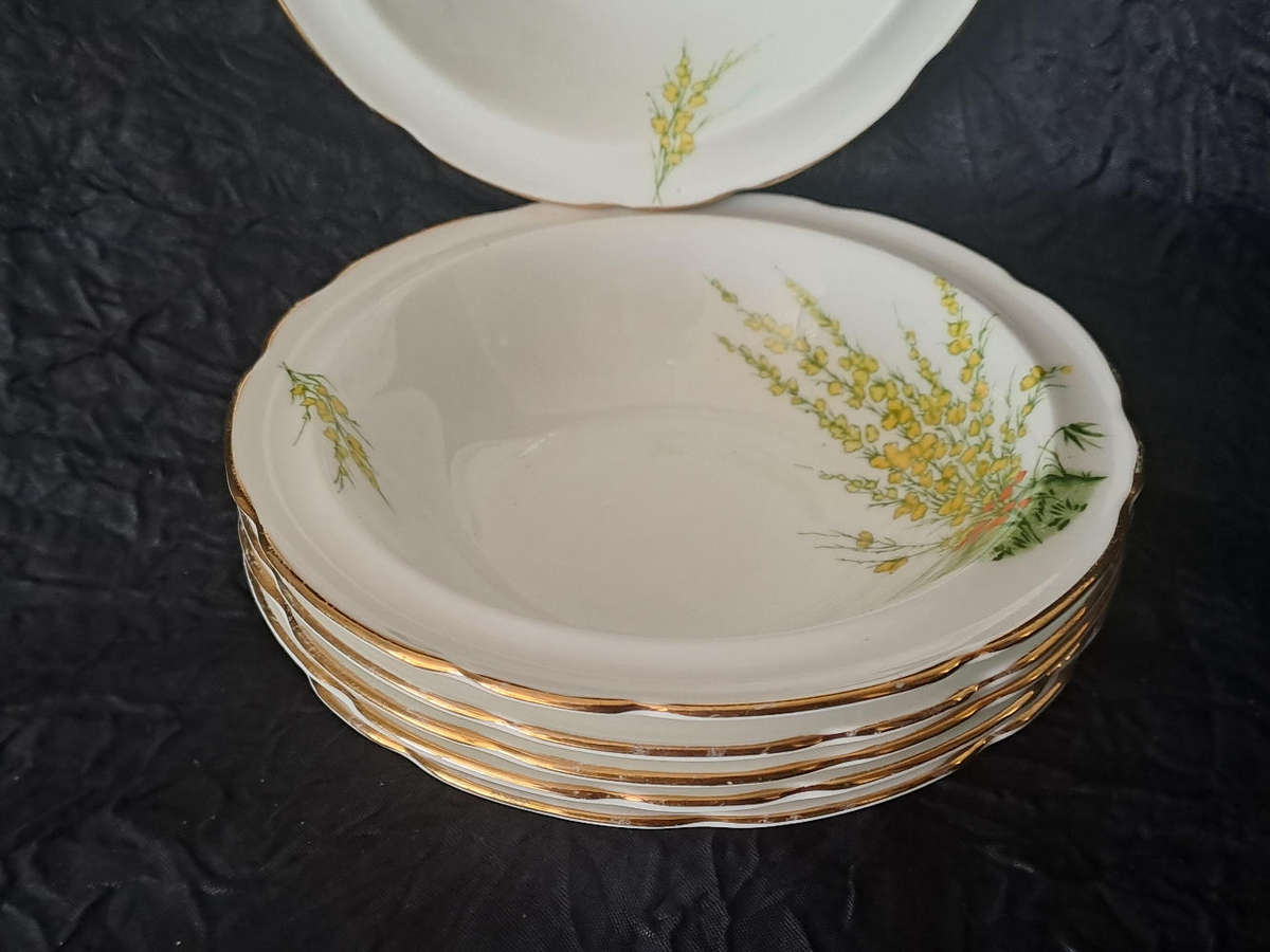 Vintage Royal Stafford dessert bowls x 6"Broom" pattern