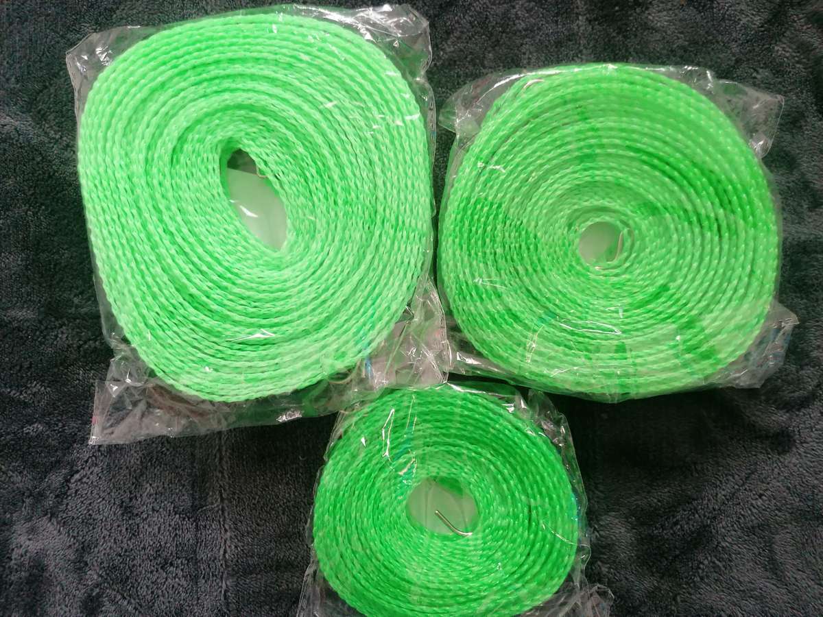 3Pc Clothesline, Hanging Rope, Thick Portable Clotheslines 10m/8m/5m - Green