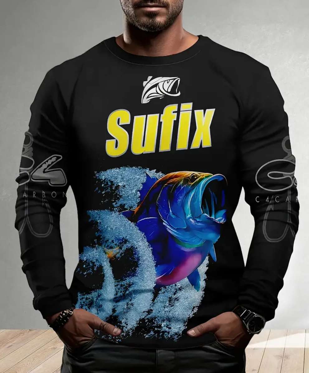 Men's Stylish Fish Print Long Sleeve T-Shirt