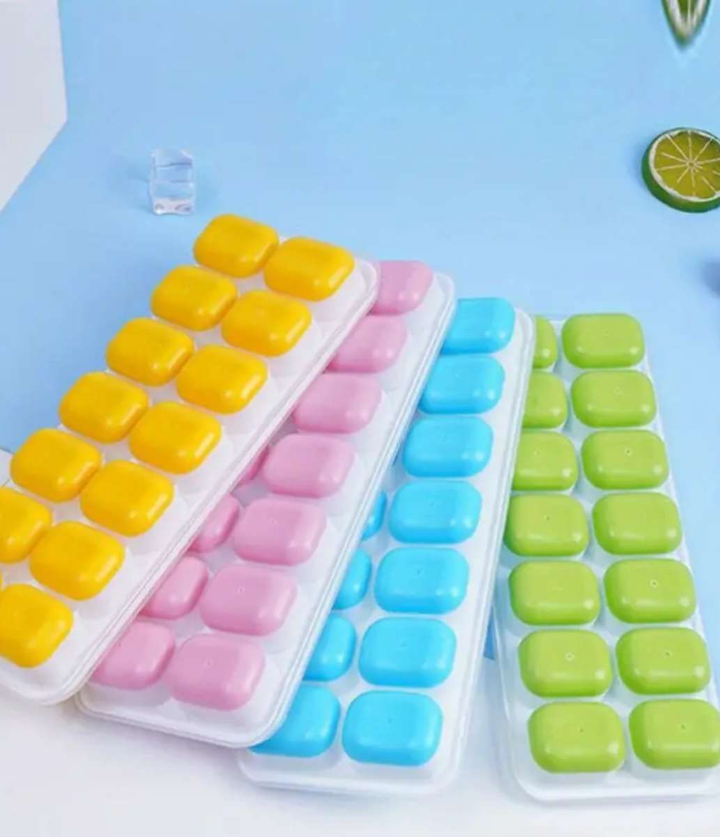 4-Piece Silicone Ice Cube Trays: Multifunctional Household Molds with Removable Lids
