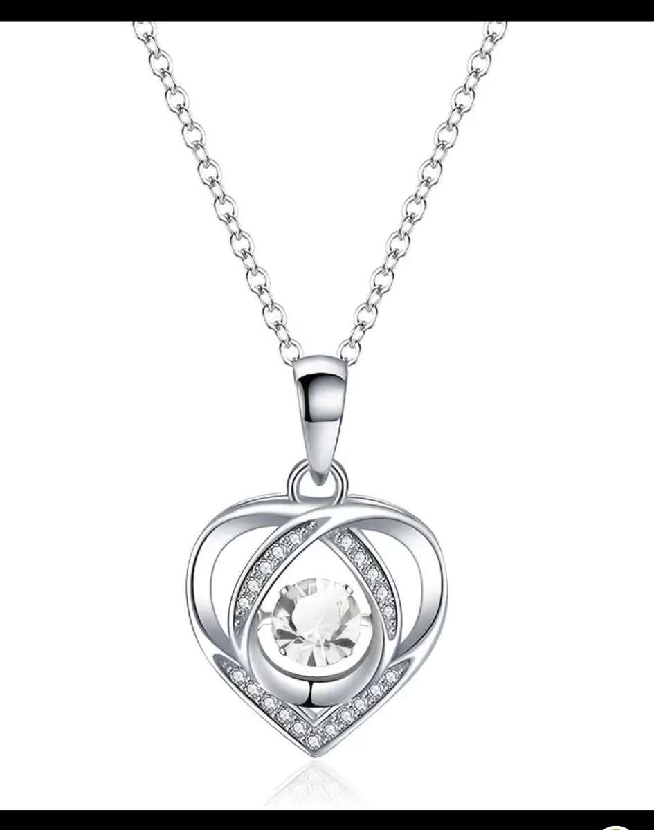 1 x Blue and 1 x Clear Elegant Rhinestone Decor Heart Pendant Necklace in gift box