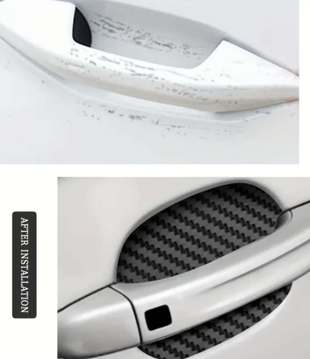 4pcs Carbon Fiber Door Handle Protector Stickers