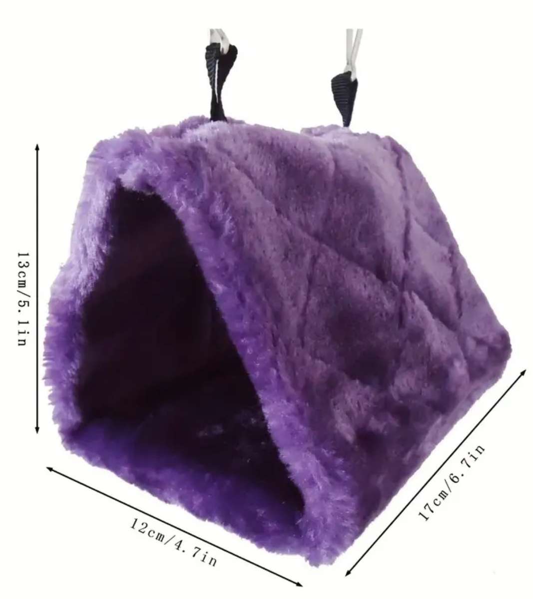 Plush Winter Bird Nest House - Cozy Hanging Hammock For Birds To Sleep And Hideaway. Grey