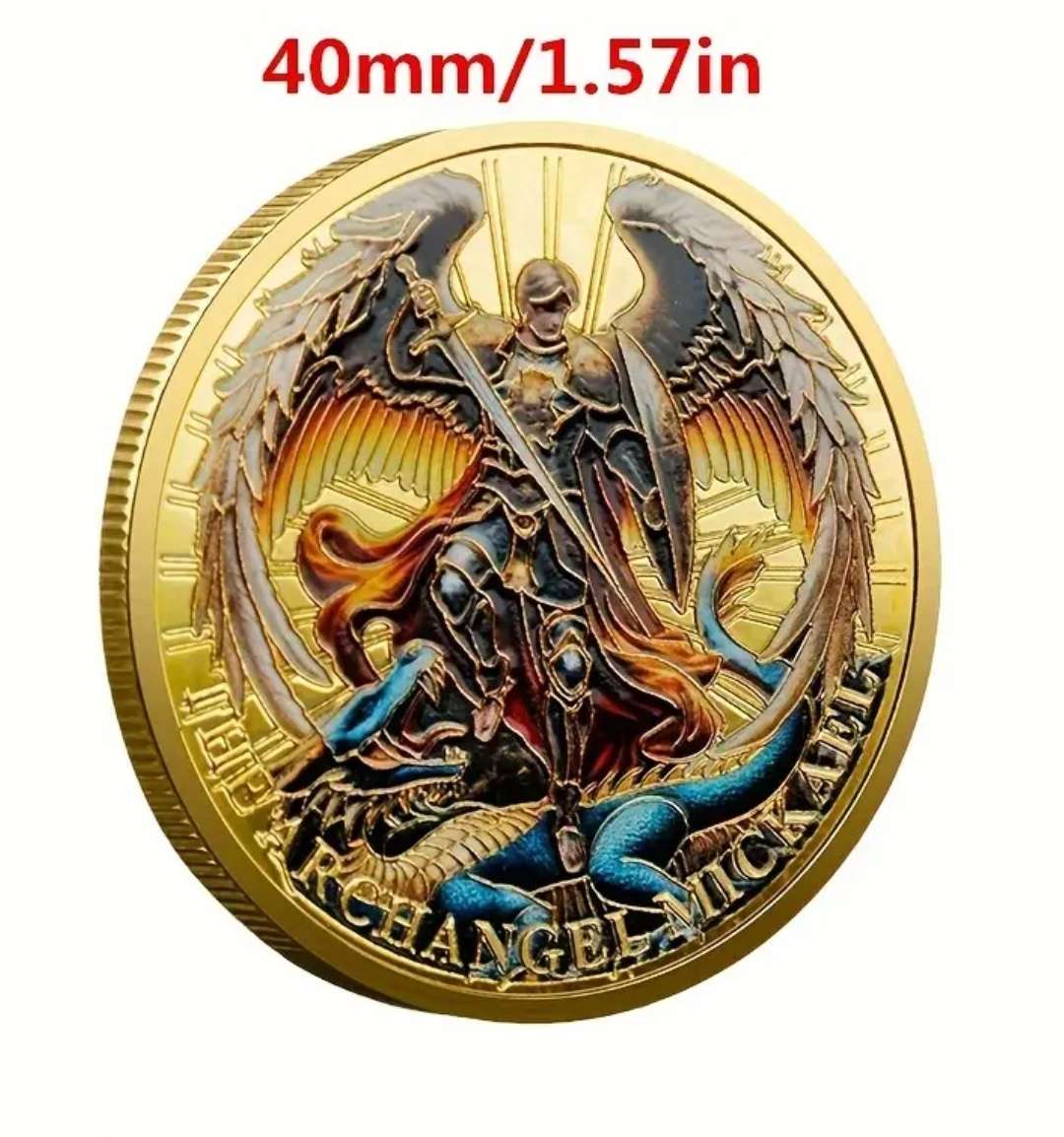 Archangel Michael Commemorative Challenge Coin in Protective Capsule