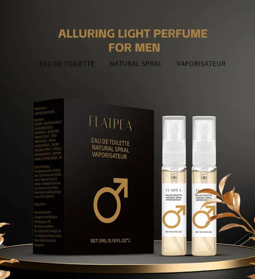 Long-lasting Men's pheromone cologne 1 box 2pcs dating perfume long-lasting fragrance