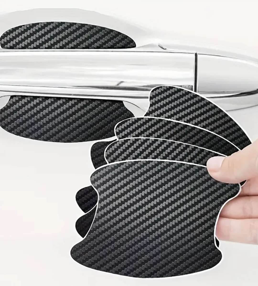 4pcs Carbon Fiber Car Door Protector Stickers - Scratch & Damage Resistant. Black