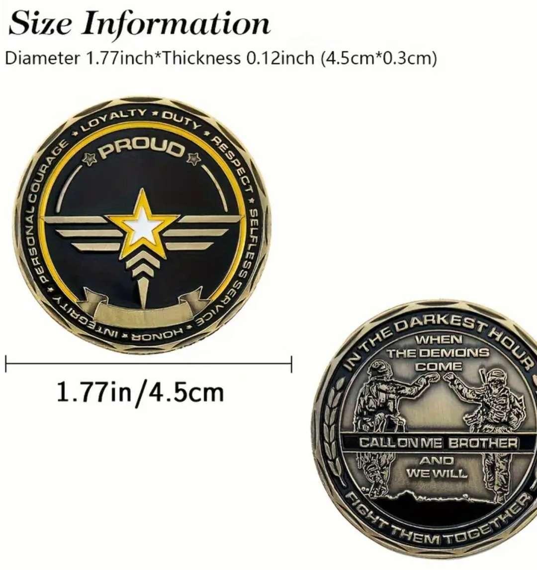 1pc Antique Bronze-Plated American Army Challenge Coin, USA Military Commemorative Collectible Coin