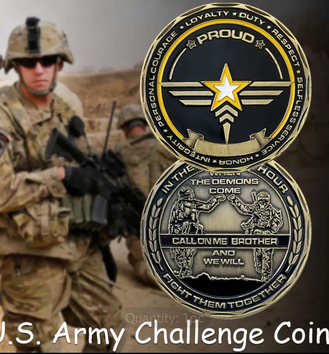 1pc Antique Bronze-Plated American Army Challenge Coin, USA Military Commemorative Collectible Coin