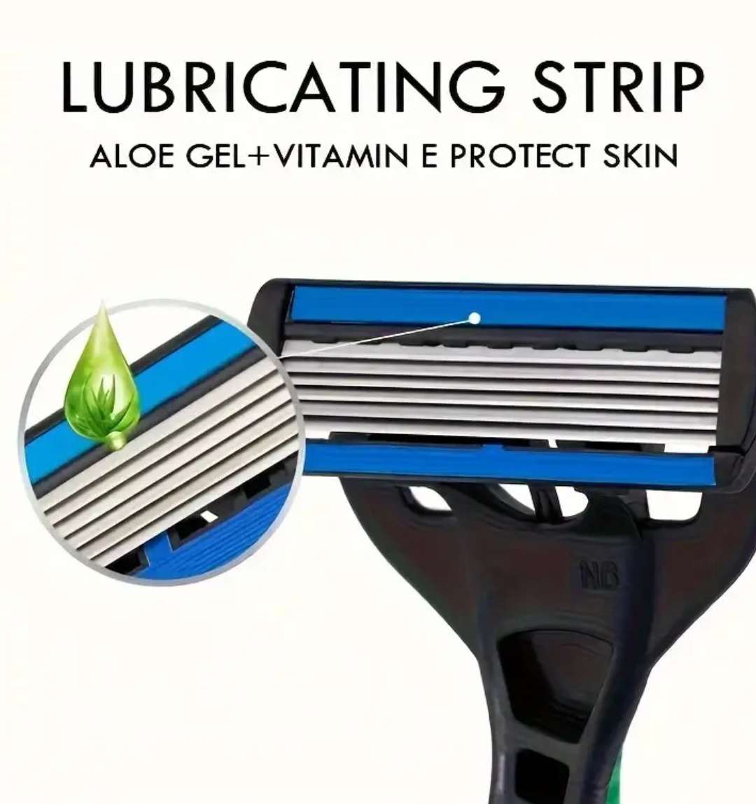 Manual Razor For Men,  2 x Handle, 24 x 6 Layers Stainless Steel Hair Removal Razor Blades