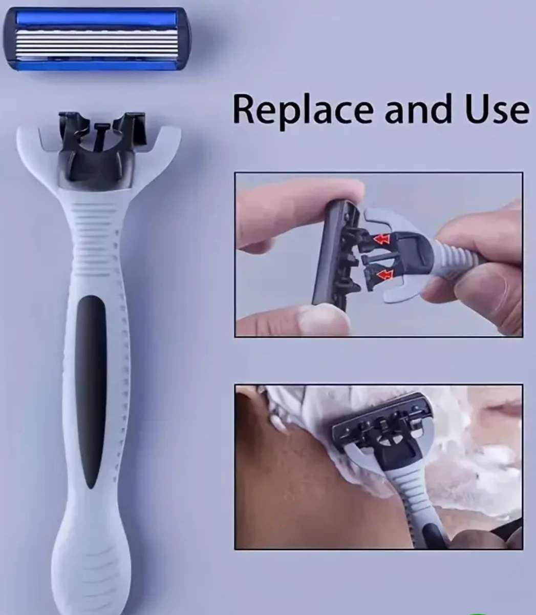 Manual Razor For Men,  2 x Handle, 24 x 6 Layers Stainless Steel Hair Removal Razor Blades