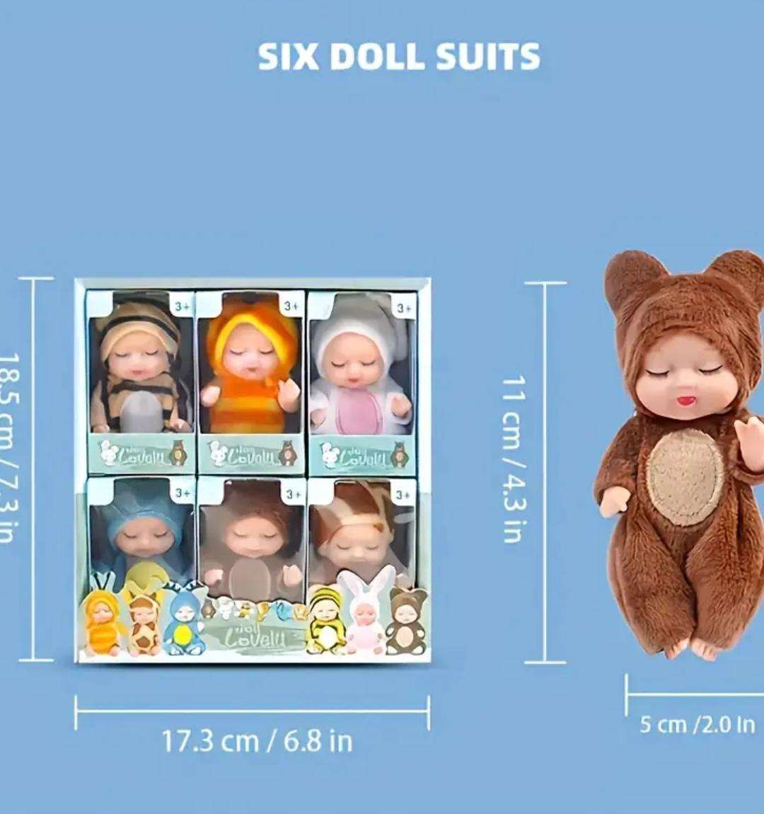 6pcs Fairy Princess Doll Set with Pajamas - 10.92cm Cute Animal Toddler Doll Gift Boxed