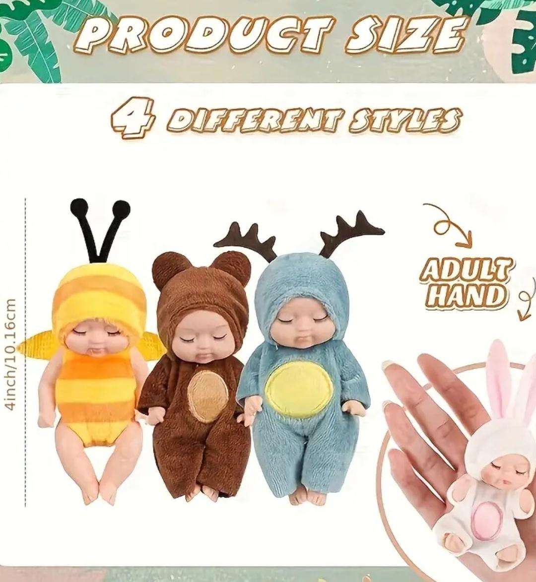 6pcs Fairy Princess Doll Set with Pajamas - 10.92cm Cute Animal Toddler Doll Gift Boxed