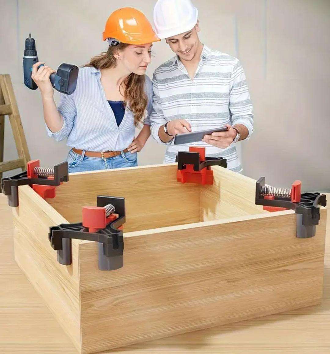 4pcs Adjustable Corner Clamps - 90 Degree Angle Grips for Woodworking