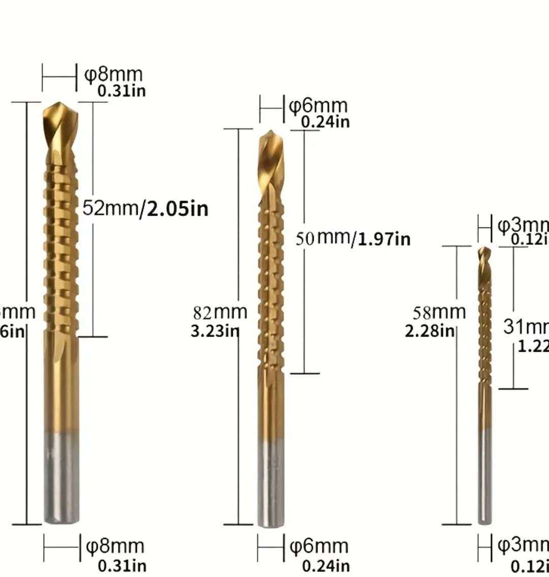 6pcs Titanium-Coated Chrome Vanadium Drill Bit Set with Red Storage Case