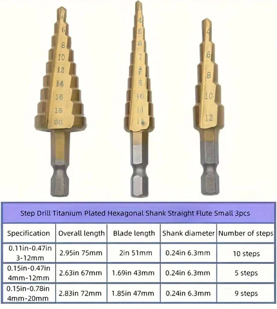 6pcs Titanium-Coated Chrome Vanadium Drill Bit Set with Red Storage Case
