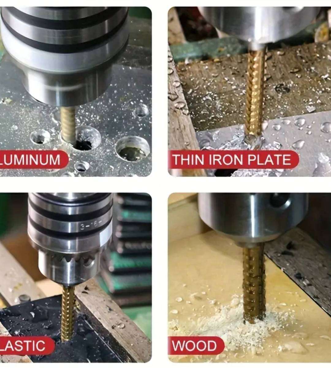 6pcs Titanium-Coated Chrome Vanadium Drill Bit Set with Red Storage Case