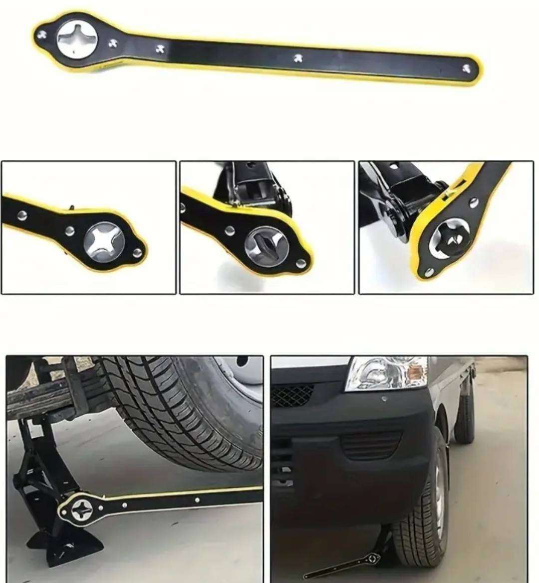 Heavy-Duty Metal Metal Tire Jack Wrench, 360° Rotating Knob