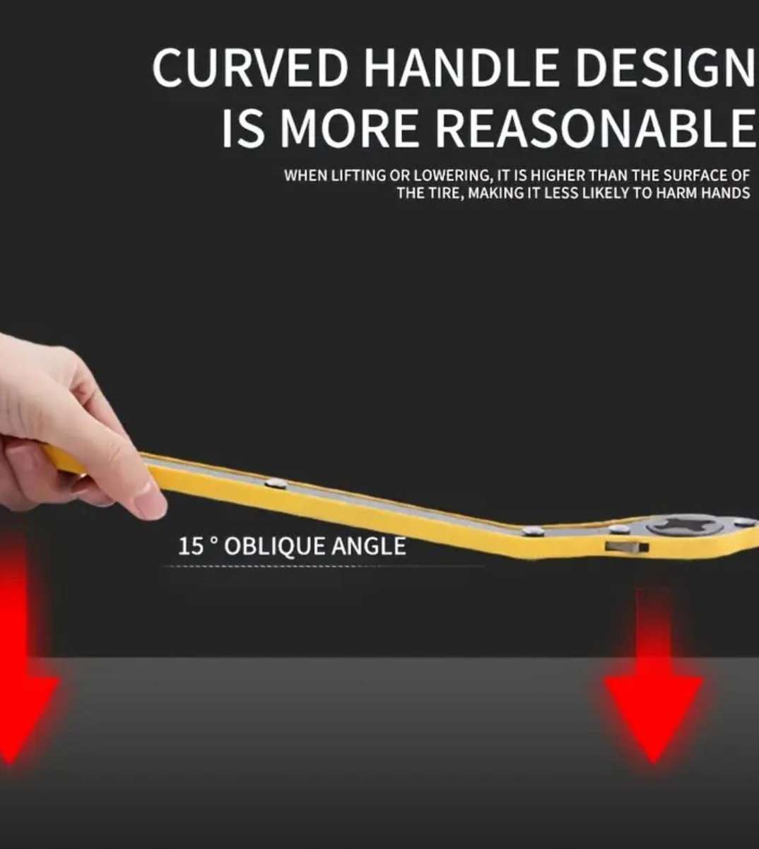 Heavy-Duty Metal Metal Tire Jack Wrench, 360° Rotating Knob