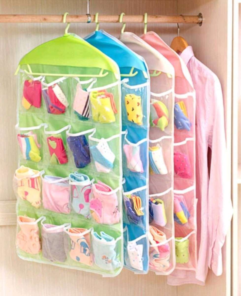 3 Pc Polyester Hanging Storage Bag - Random Colors