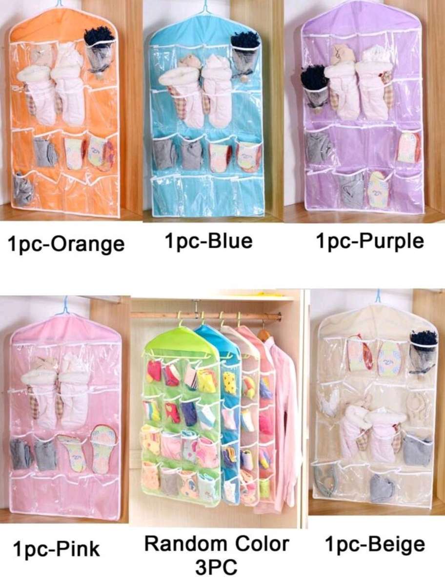 3 Pc Polyester Hanging Storage Bag - Random Colors
