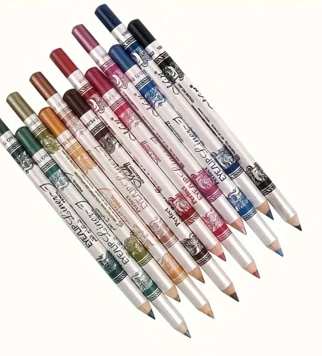 12-Pack Colorful Eyeliner Pencil Set