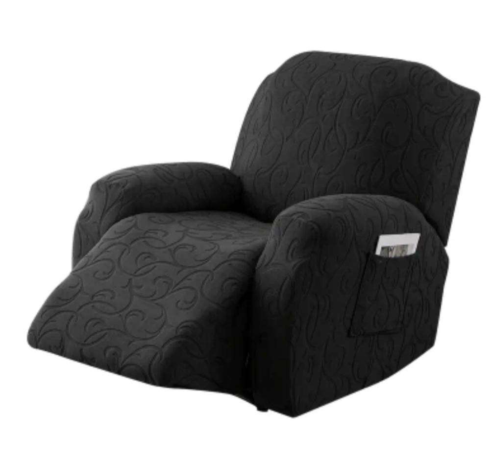 2 x Single Seat Living Room Recliner Sofa Cover, Non-Slip Recliner Protectors - Black