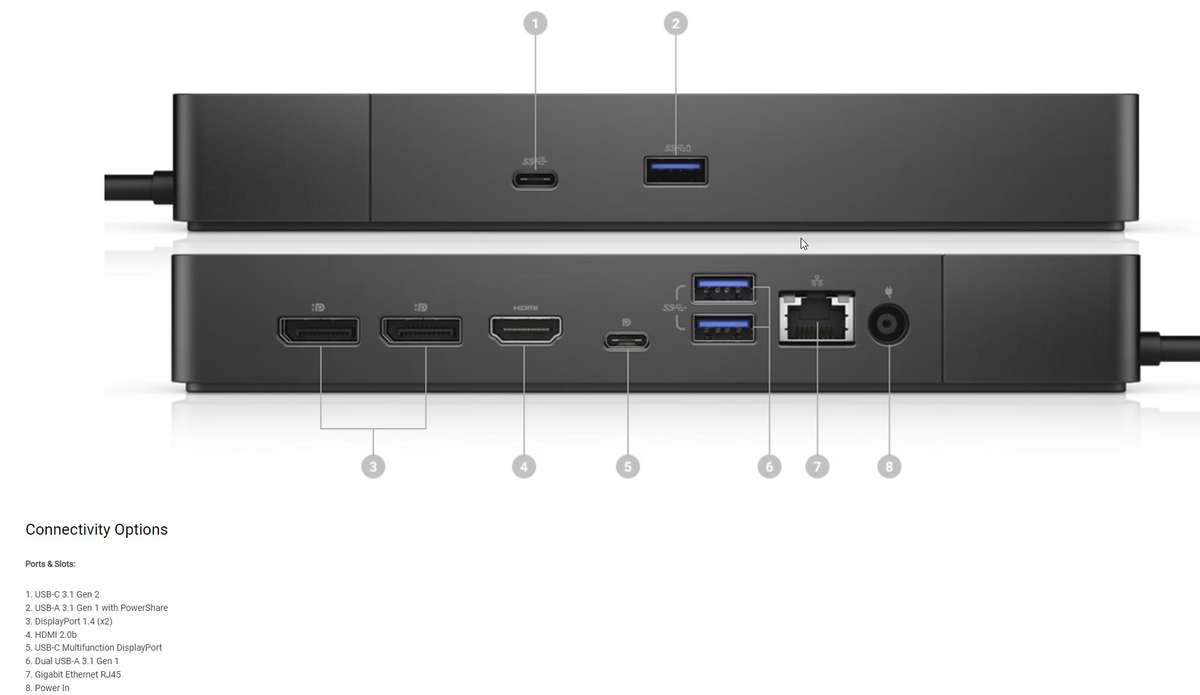 Dell Docking Station WD19S Dual/Single Cable Docking Station with 240w Power Supply (Dell Warranty)