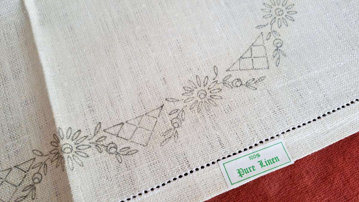 Stamped linen for embroidery- pure linen - 31 x 46cm
