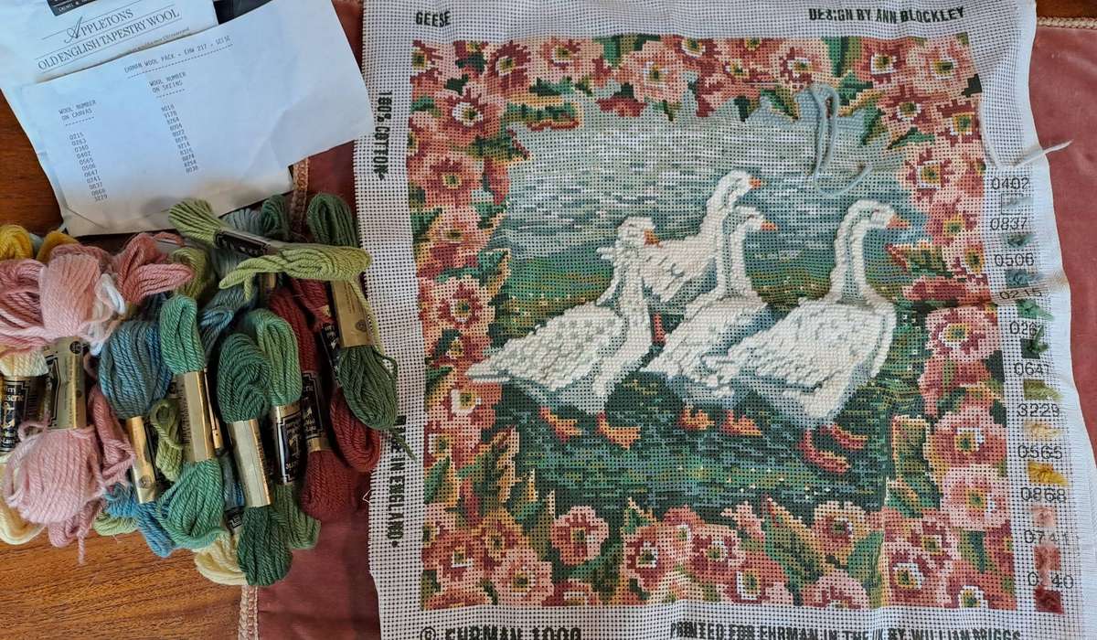 Tapestry kit - Ehrman - partially completed- 37 x37 cm