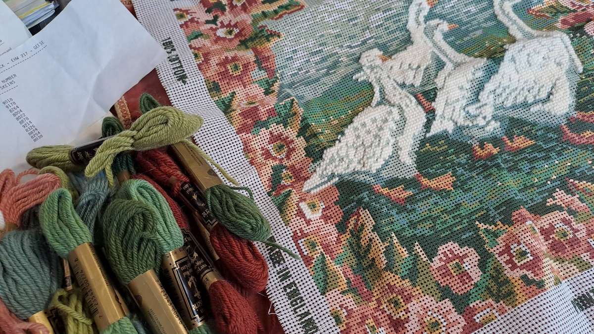 Tapestry kit - Ehrman - partially completed- 37 x37 cm