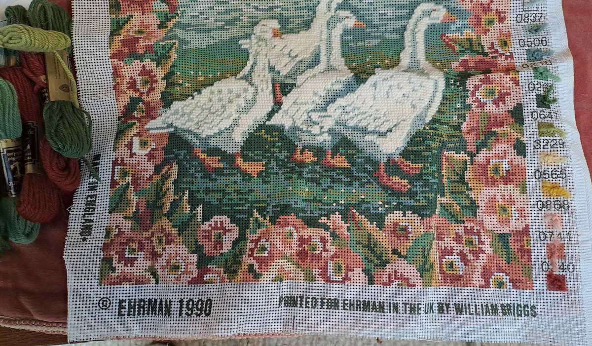 Tapestry kit - Ehrman - partially completed- 37 x37 cm