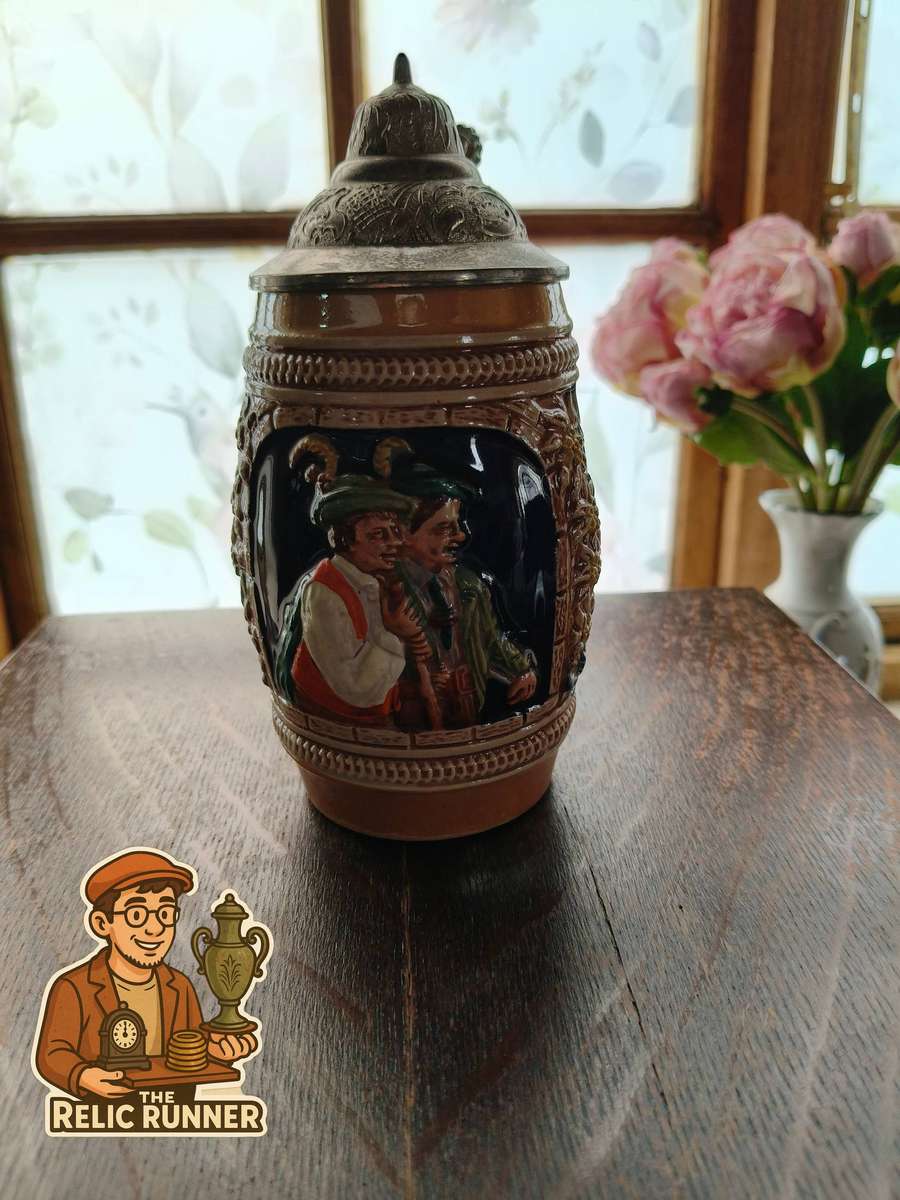 Vintage Gerz West Germany Beer Stein  Robin Hood Theme with Pewter Lid