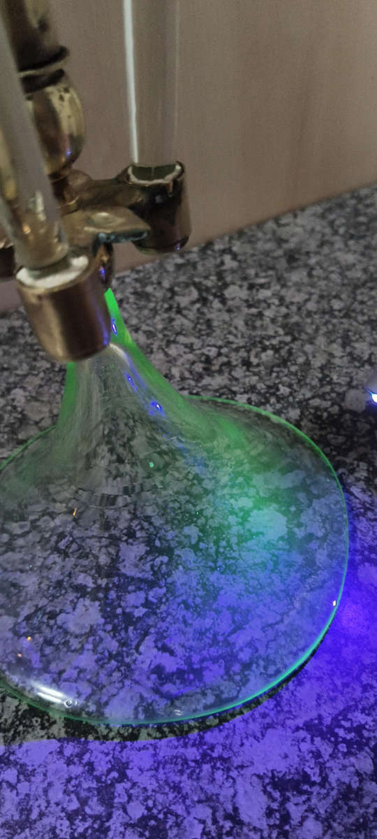 Victorian Epergne uranium and Blue glass Vase/ French Serving dish