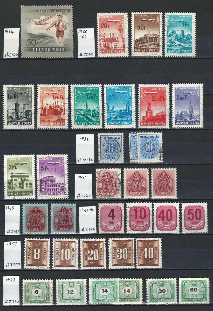 Hungary Air Post & Postage Due 1953 to 1967 (34 stamps)