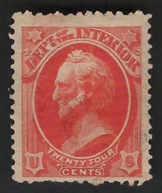 USA Scott 1873 Official Stamps: Interior #O22 24c Vermillion  Unused. Price R54 (cv R1,110)