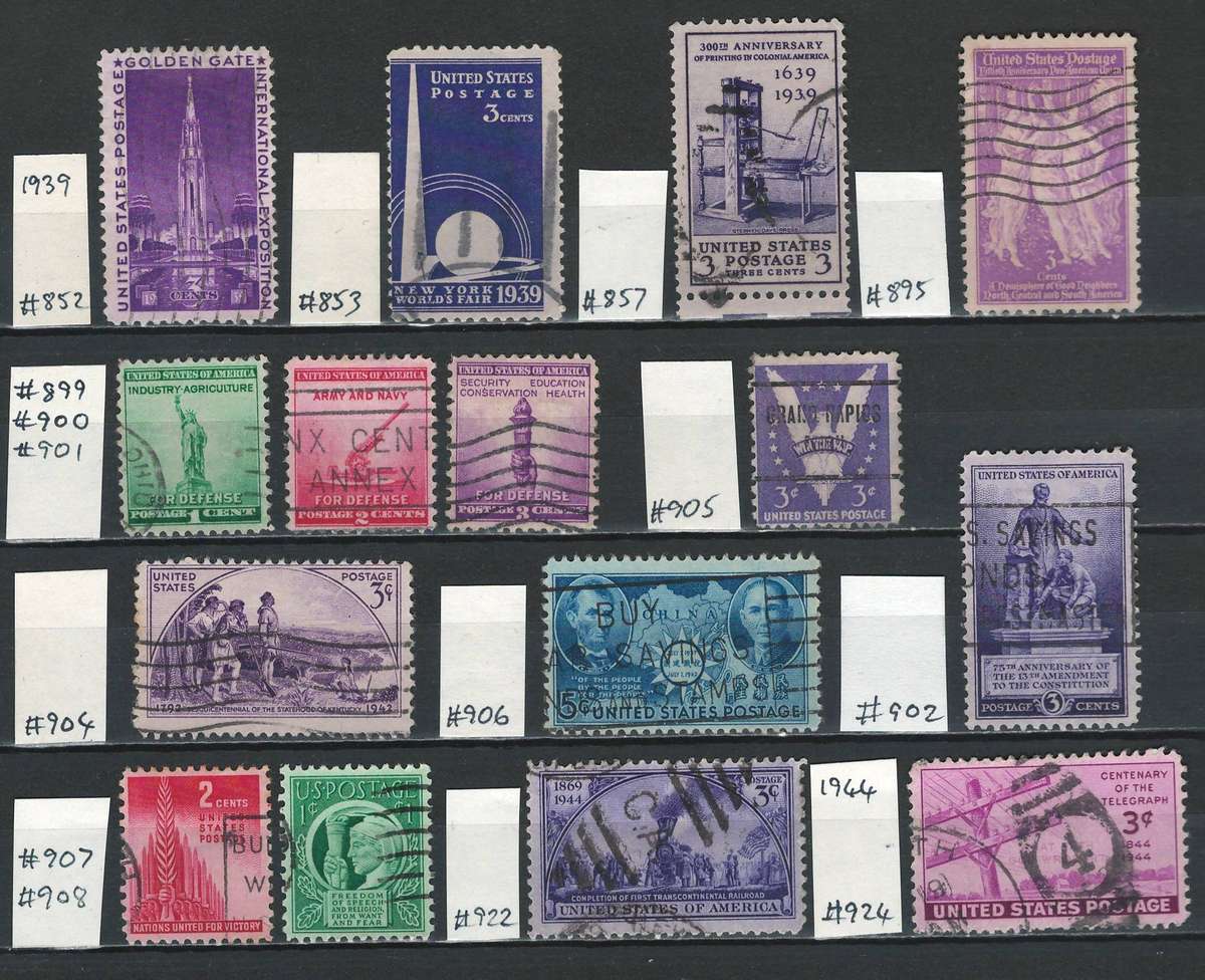 USA 1939-44 (see scan for Scott #) (15 stamps)