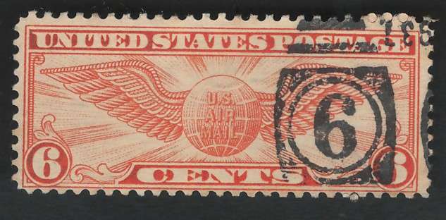 USA Scott Air Post Winged Globe 1934 #C19 6c Orange. Price R4