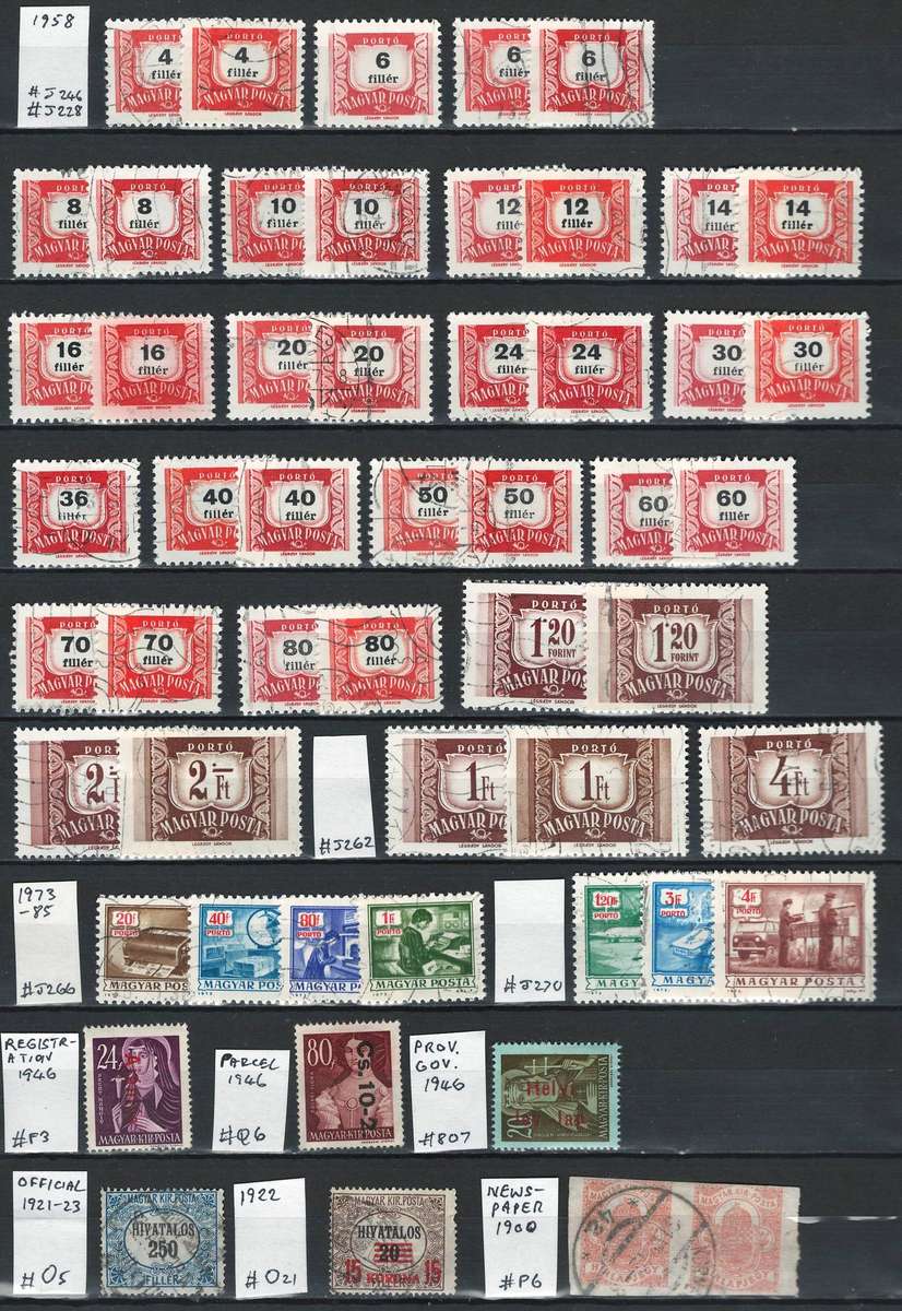 Hungary Postage Due, Registration, Parcel, Official, Newspaper 1900-1985 (53 stamps)