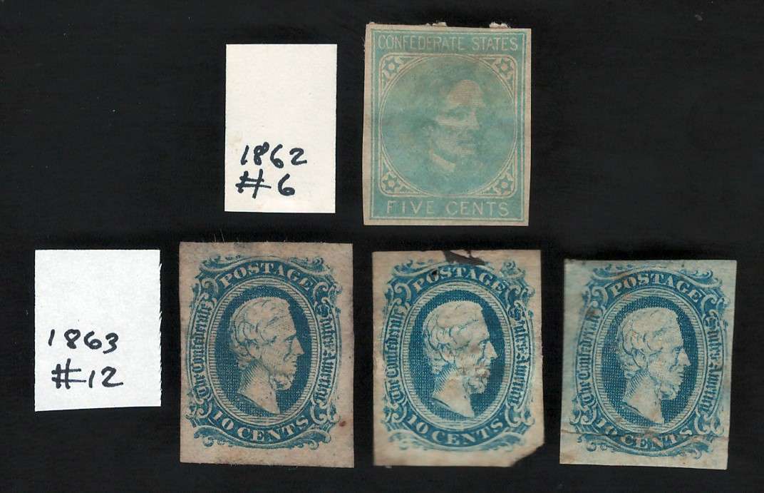 USA Scott Confederate States General Issues #6 & #12 1862/63  Used. Price R75 (cv R1,906)