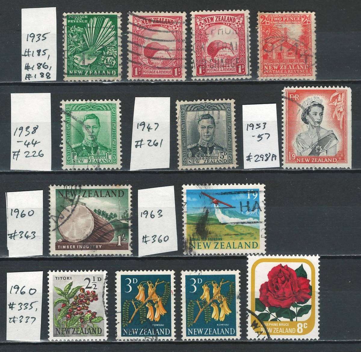New Zealand General Issues 1935-1960 (see scan for Scott #) (13 stamps)