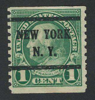 USA 1923/29  (P10 Vert.) Scott #597 1c Green