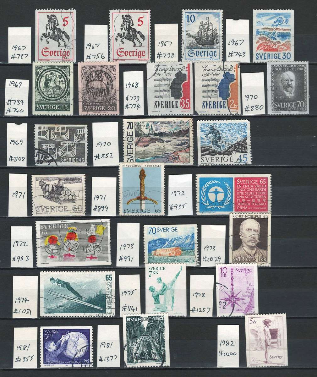 Sweden 1967-1982 (see scan for Scott #) (24 stamps)