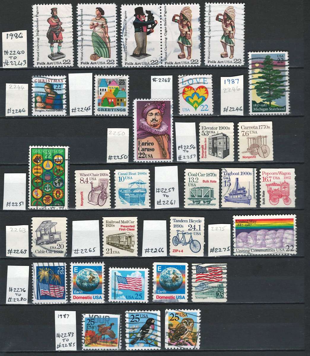 USA General Issues 1986-87 (Scott #2240 - #2285) (30 stamps)